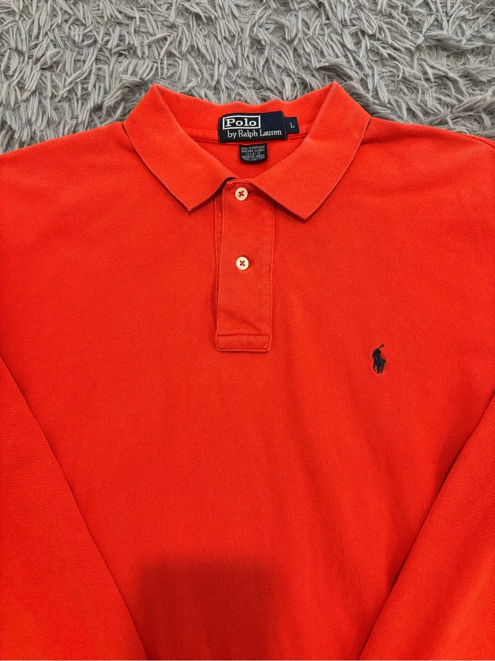 Vintage Polo Ralph Lauren Men’s Long Sleeve Polo Shirt Orange Red Large Preppy